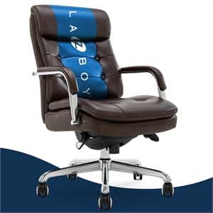 La-Z-Boy Sonata Executive MidBack Office Chair Bonded Leather Brown and Chrome