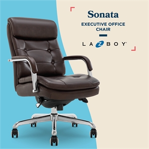 la-z-boy sonata executive midback office chair bonded leather brown and chrome