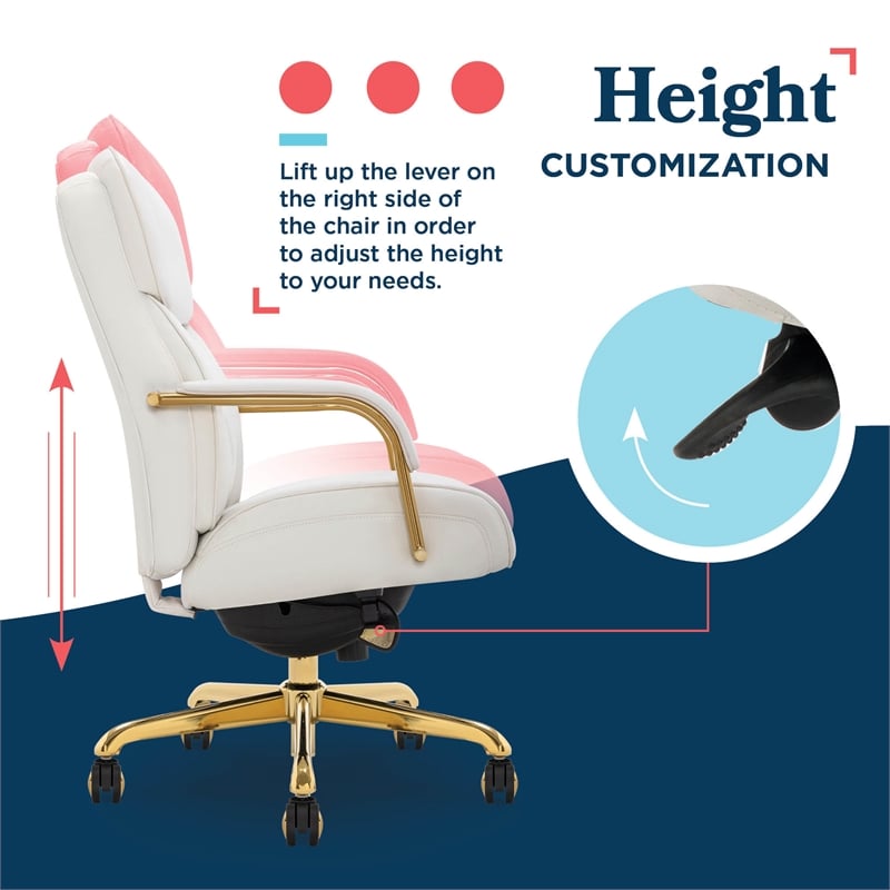 La-Z-Boy Symphony Executive Office Chair Bonded Leather White and Gold