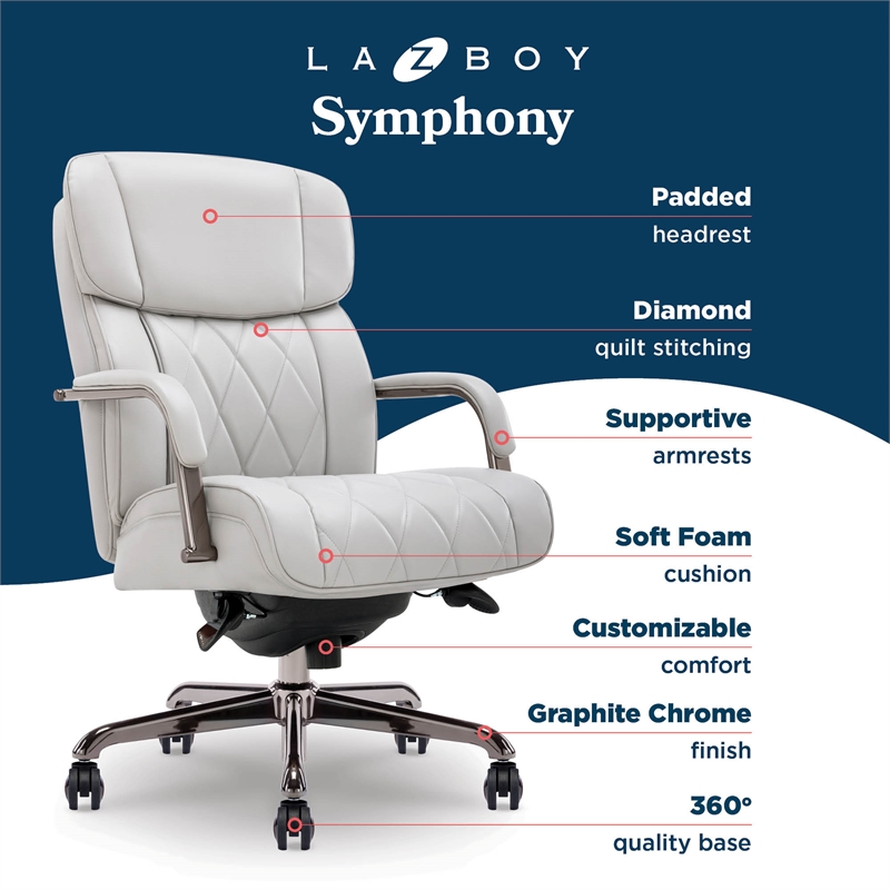 SFY✩.*˚ La-Z-Boy Symphony Executive Office Chair Bonded Leather Gray
