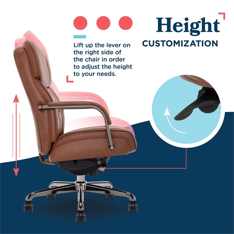 La-Z-Boy Symphony Executive Office Chair Bonded Leather Cognac and Graphite