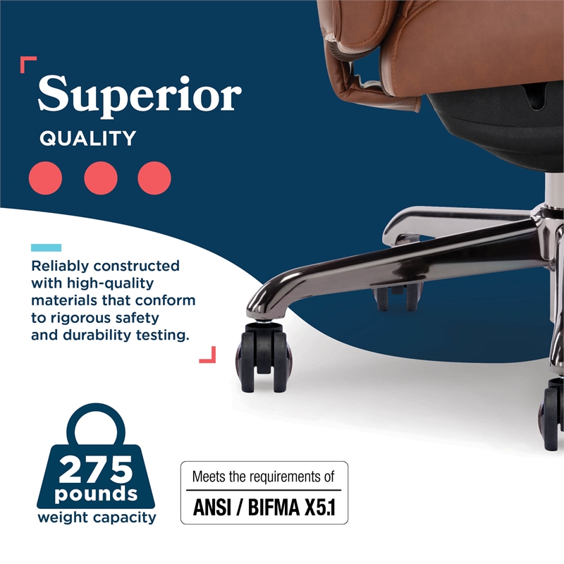 La-Z-Boy Symphony Executive Office Chair Bonded Leather Cognac and Graphite