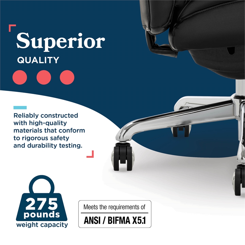 La-Z-Boy Symphony Executive Office Chair Bonded Leather Black and Chrome