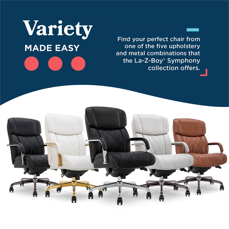 La-Z-Boy Symphony Executive Office Chair Bonded Leather Black and Chrome