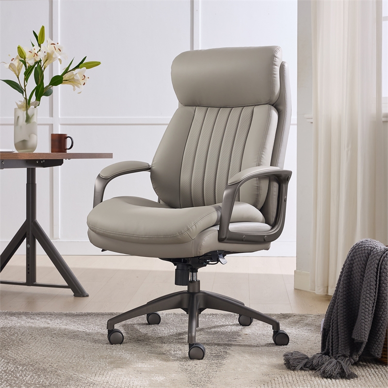 La-Z-Boy Nova High Back Modern Executive Office Chair Vegan PU Leather in Gray