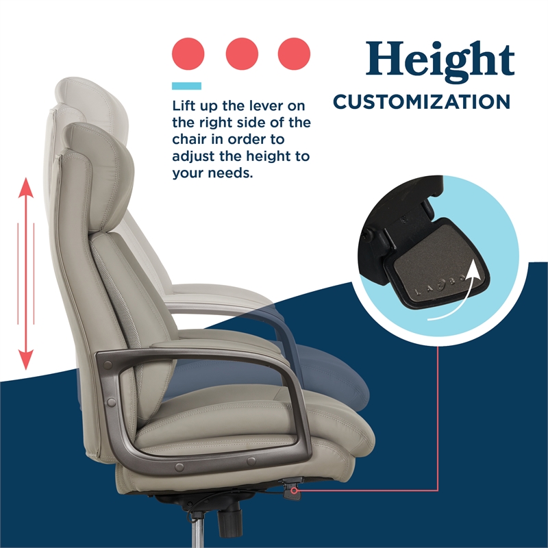 La-Z-Boy Nova High Back Modern Executive Office Chair Vegan PU Leather in Gray