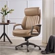 La-Z-Boy High Back Modern Executive Office Chair Vegan PU Leather Light Tan