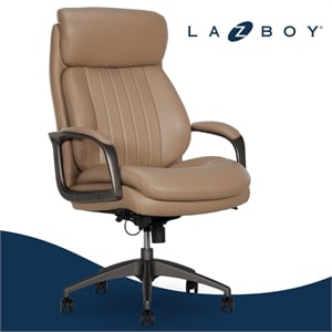 La-Z-Boy Nova High Back Modern Executive Office Chair Vegan PU Leather Light Tan