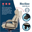 La-Z-Boy High Back Modern Executive Office Chair Vegan PU Leather in Cream