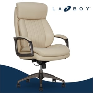 La-Z-Boy Nova High Back Modern Executive Office Chair Vegan PU Leather in Cream