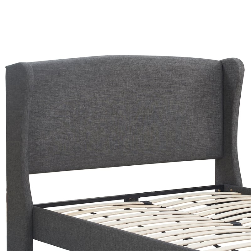 Finch Elmhurst Solid Wood Wing Bed Frame Queen Size in Gray