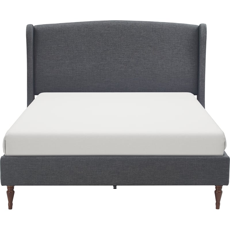 Finch Elmhurst Solid Wood Wing Bed Frame Queen Size in Gray