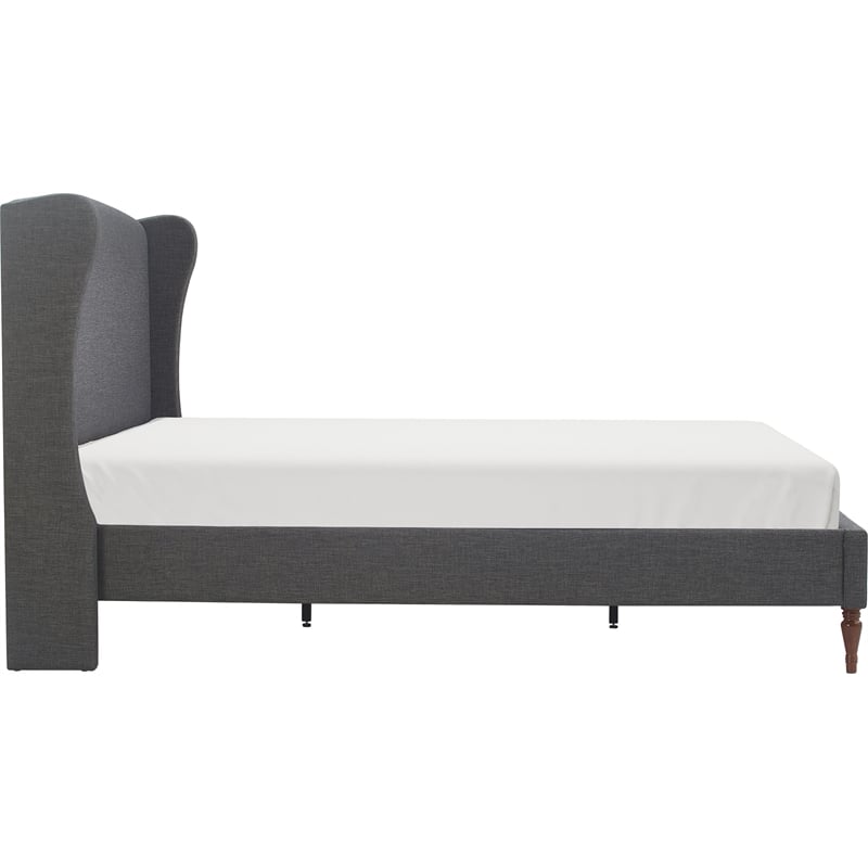 Finch Elmhurst Solid Wood Wing Bed Frame Queen Size in Gray