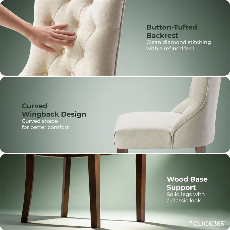 Finch Elmhurst Cream Tufted Dining Chair Set of 2