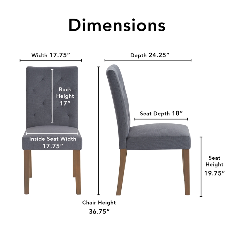 Finch Westport Tufted Dining Chair Set of 2 Gray