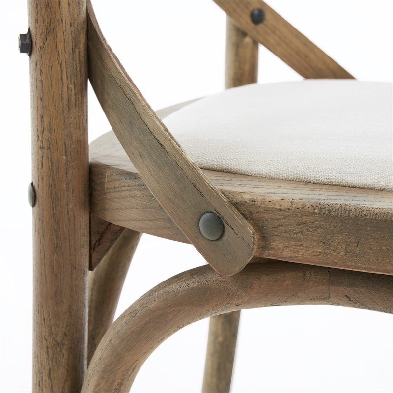 Finch Elmhurst Solid Wood Cross Back Dining Chair in Cream (Set of 2)