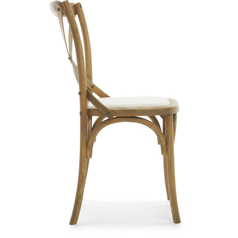Finch Elmhurst Solid Wood Cross Back Dining Chair in Cream (Set of 2)
