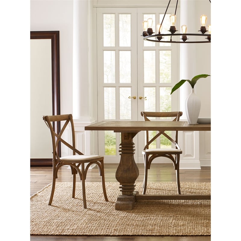 Finch Elmhurst Solid Wood Cross Back Dining Chair in Cream (Set of 2)