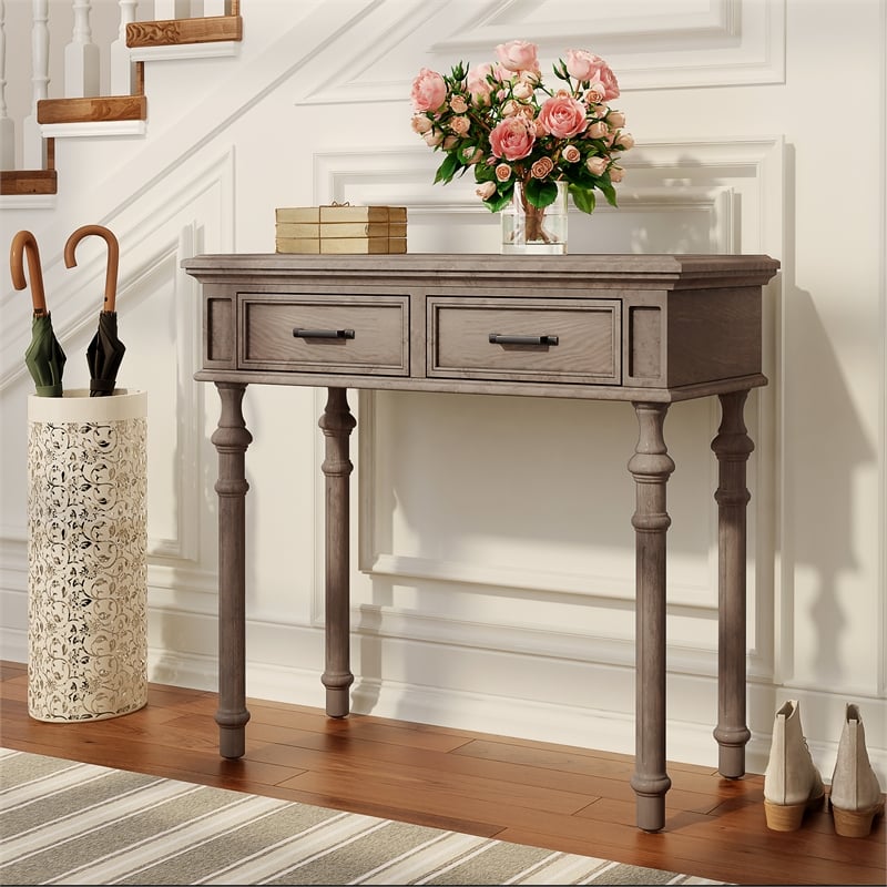 Finch Cassatt 2 Drawer Console Table Gray