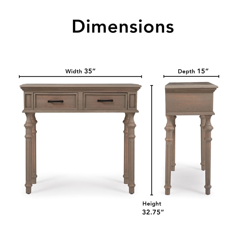 Finch Cassatt 2 Drawer Console Table Gray