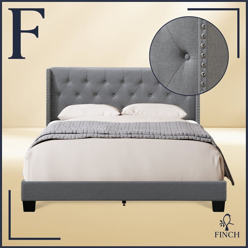 Finch Adler Upholstered Bed Queen Size Grey