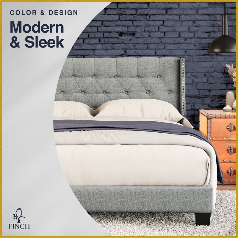 Finch Adler Upholstered Bed Queen Size Grey
