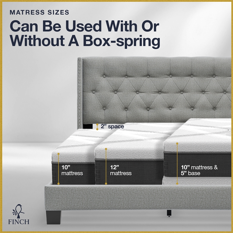 Finch Adler Upholstered Bed Queen Size Grey