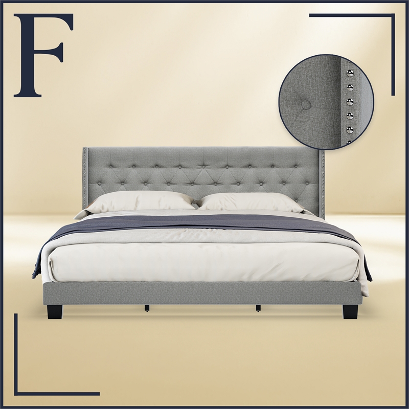 Finch Adler Upholstered Bed King Size Grey