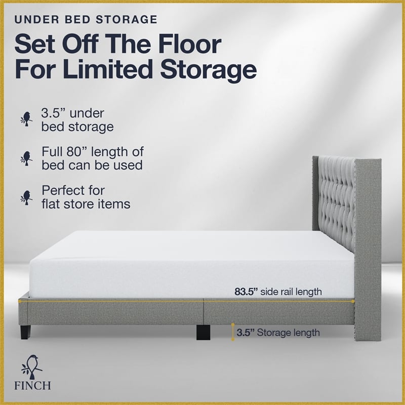 Finch Adler Upholstered Bed King Size Grey