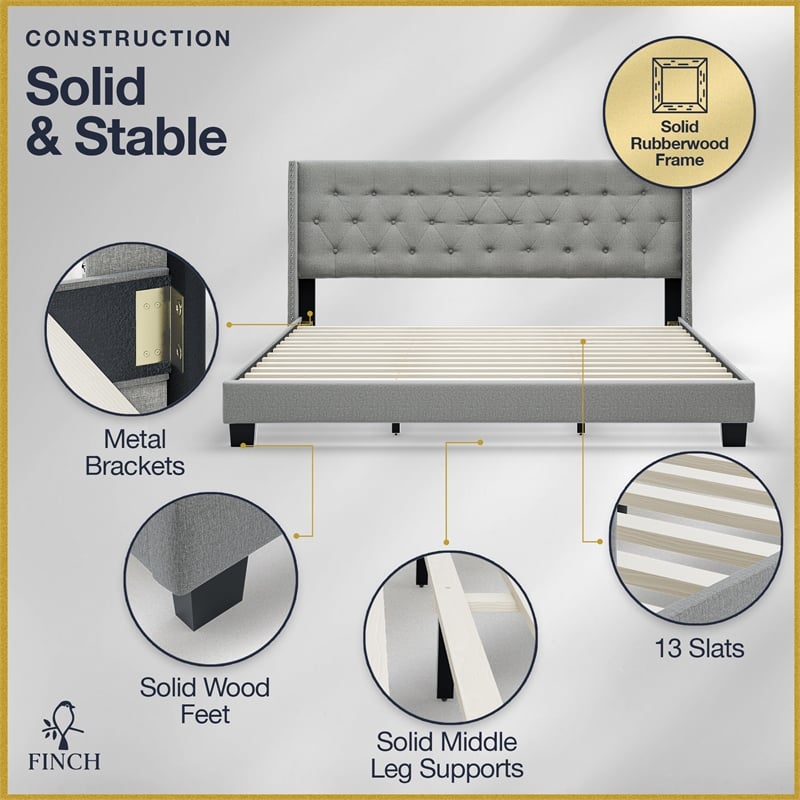 Finch Adler Upholstered Bed King Size Grey