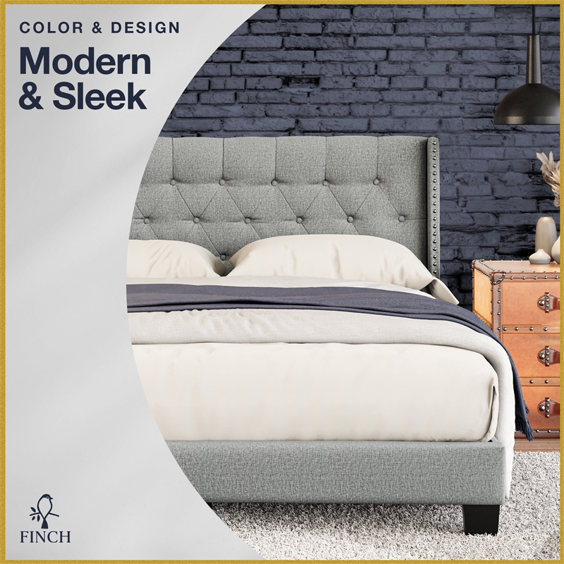 Finch Adler Upholstered Bed King Size Grey