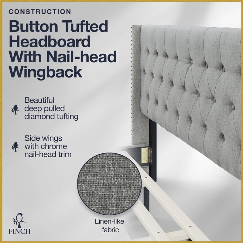 Finch Adler Upholstered Bed King Size Grey