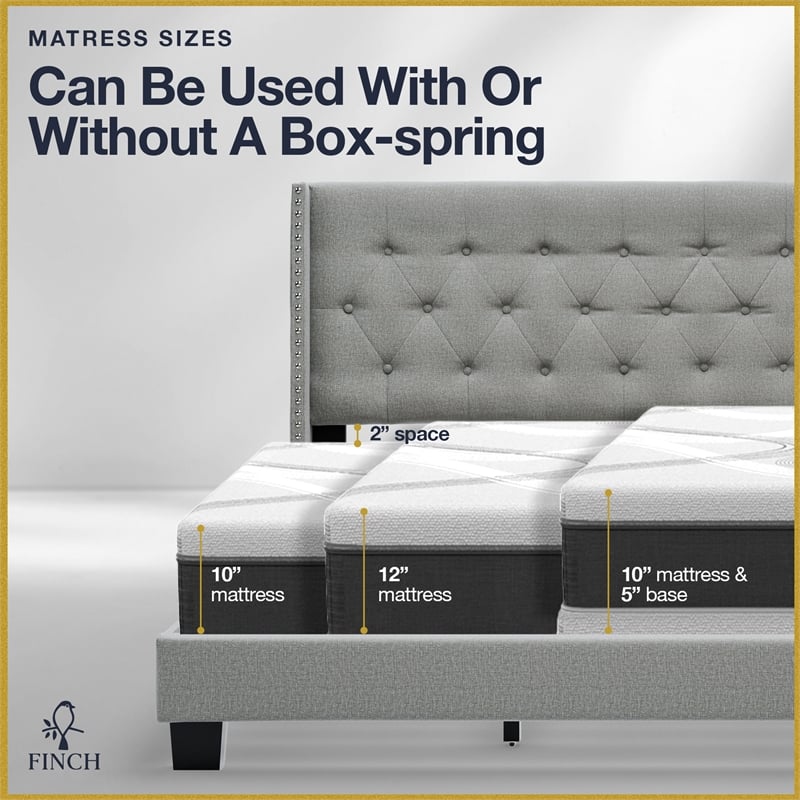 Finch Adler Upholstered Bed King Size Grey