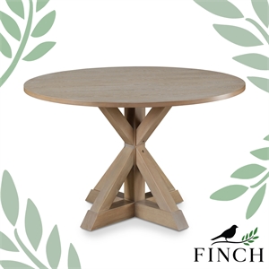 finch alfred round dining table rustic beige
