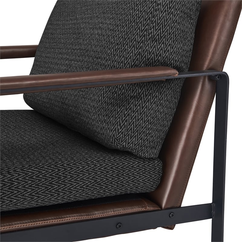 Finch Everett Faux Leather Mid-Century Modern Accent Chair Removable Covers Gray