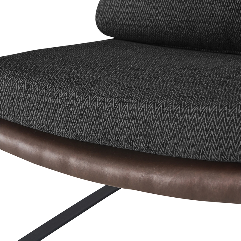 Finch Everett Faux Leather Mid-Century Modern Accent Chair Removable Covers Gray