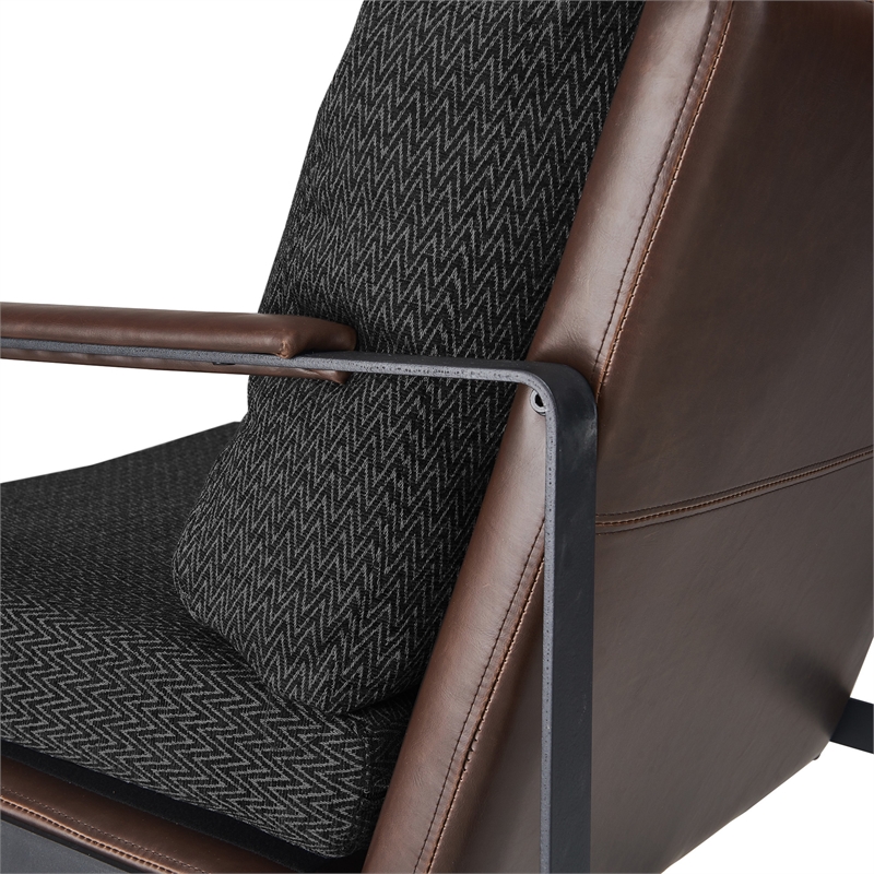 Finch Everett Faux Leather Mid-Century Modern Accent Chair Removable Covers Gray
