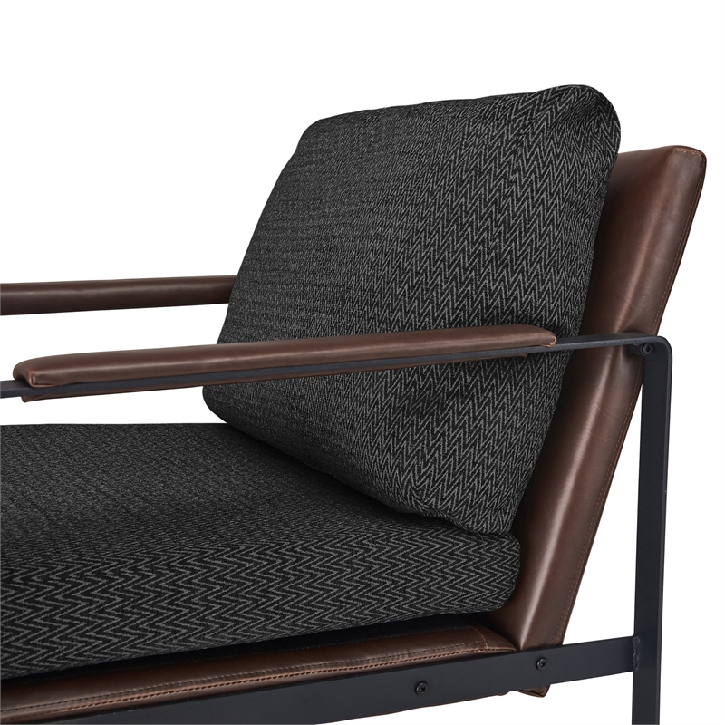 Finch Everett Faux Leather Mid-Century Modern Accent Chair Removable Covers Gray