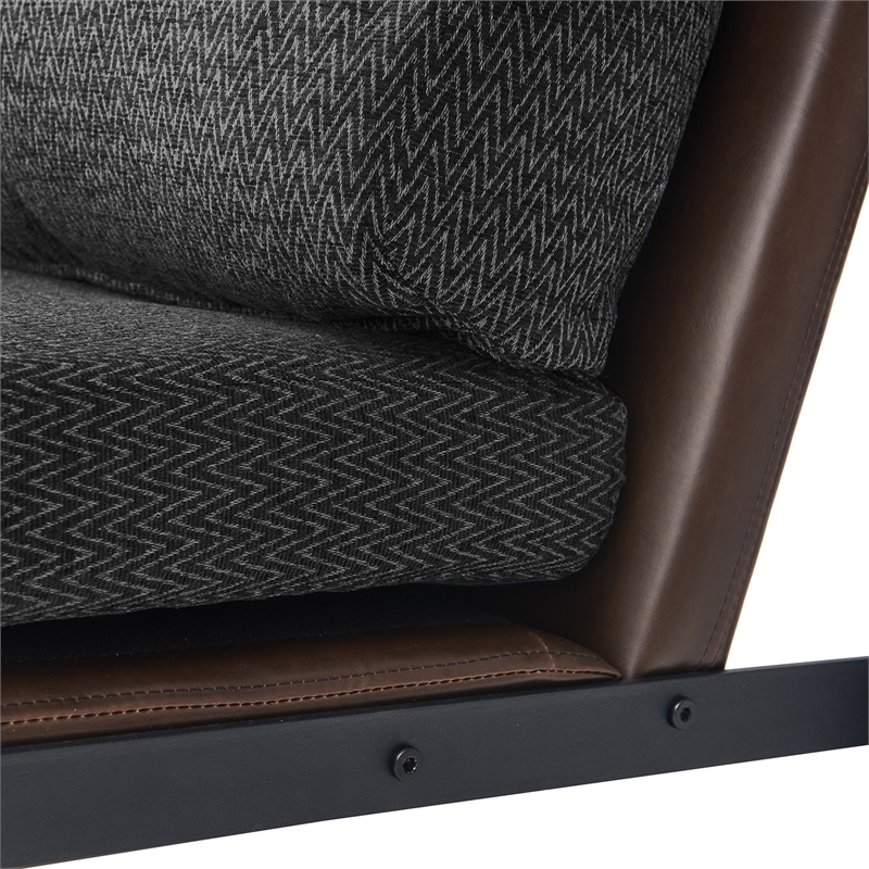 Finch Everett Faux Leather Mid-Century Modern Accent Chair Removable Covers Gray