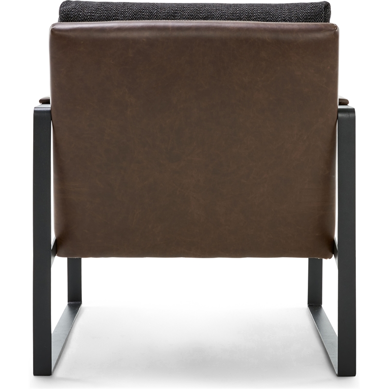 Finch Everett Faux Leather Mid-Century Modern Accent Chair Removable Covers Gray