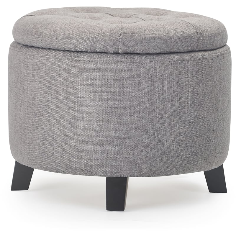 Finch Bennett Round Storage Ottoman Gray