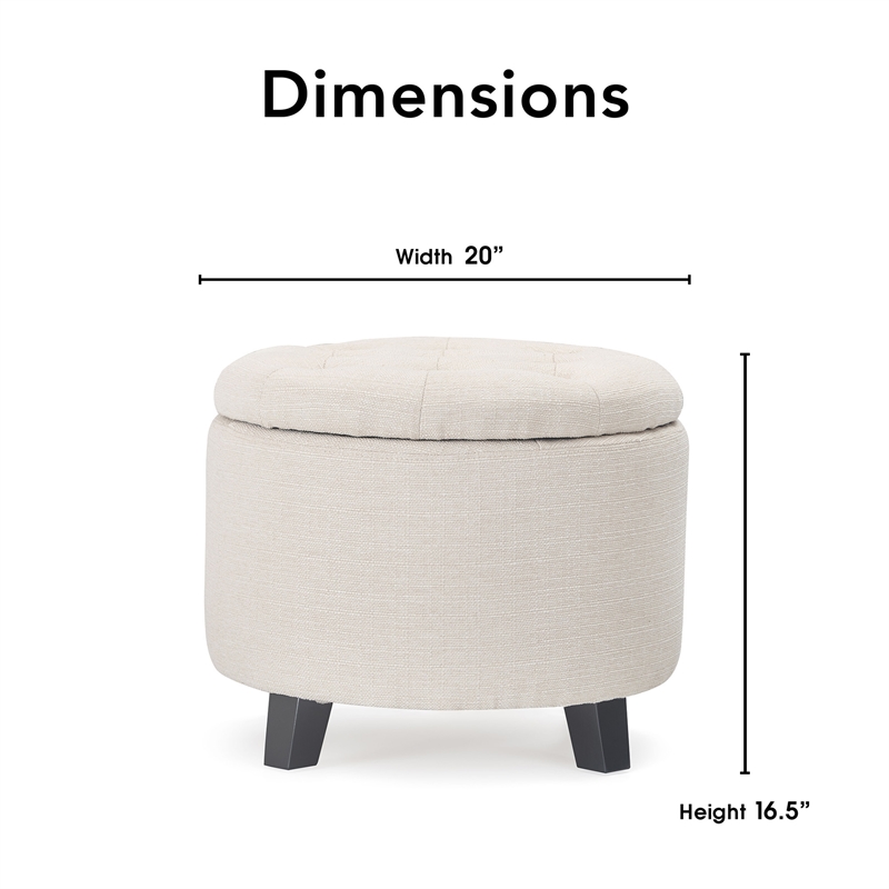 Finch Bennett Round Storage Ottoman Ivory