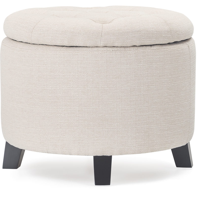 Finch Bennett Round Storage Ottoman Ivory