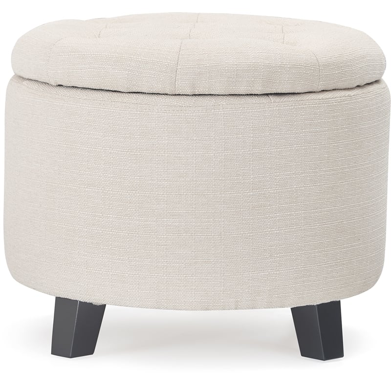 Finch Bennett Round Storage Ottoman Ivory