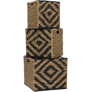 finch botswana two tone woven brown basket set of 3