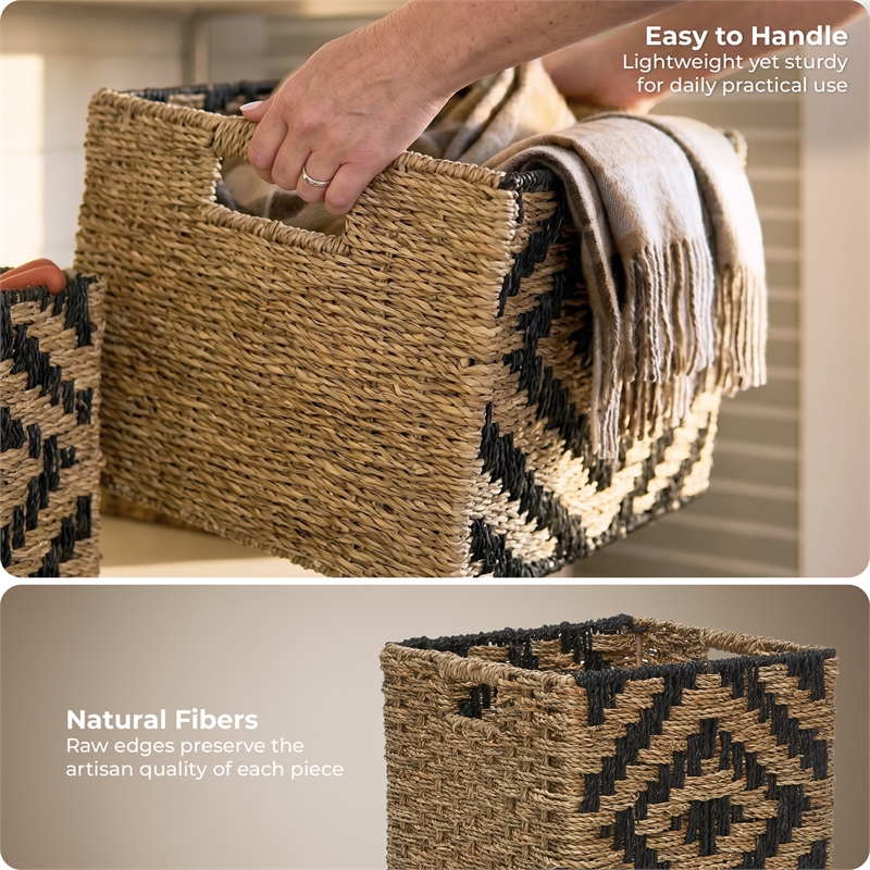 Finch Botswana Two Tone Woven Brown Basket Set of 3