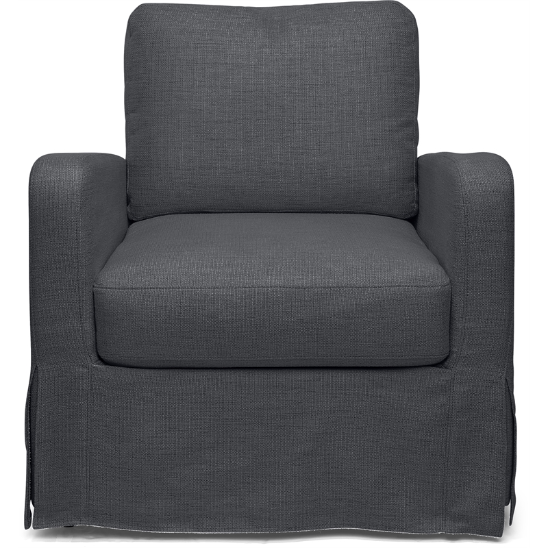 Finch Kingsley Upholstered Fabric Skirted Arm Chair with Curved Arms in Gray