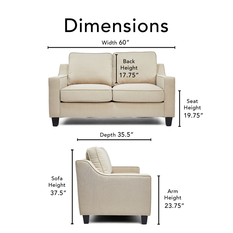 Finch Smithson Performance Fabric Loveseat With Track Arms in Tan