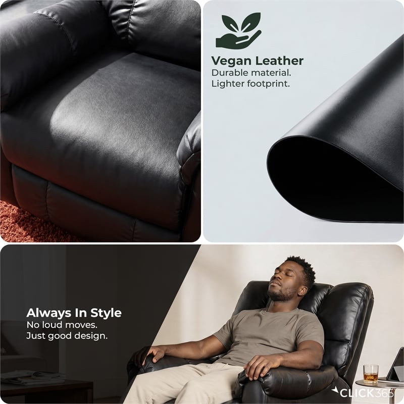 ClickDecor Langston Recliner Faux Leather Black