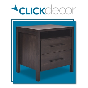 finch manufactured wood night stand with 2 drawers and shelf ebony